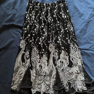 Black and white knee length skirt